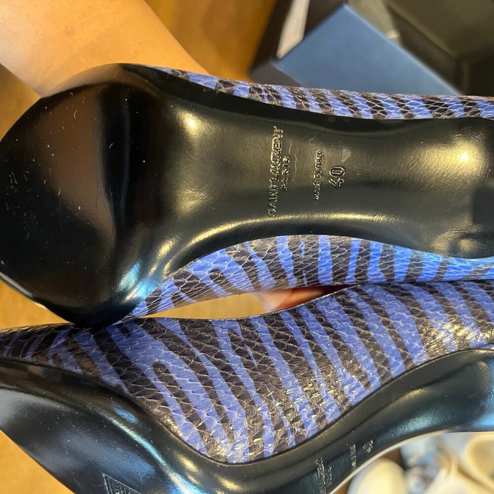 Saint Laurent YSL Yves 'Khan' black/blue SNAKESKIN shoes EU 40 US 10 - Picture 5 of 9